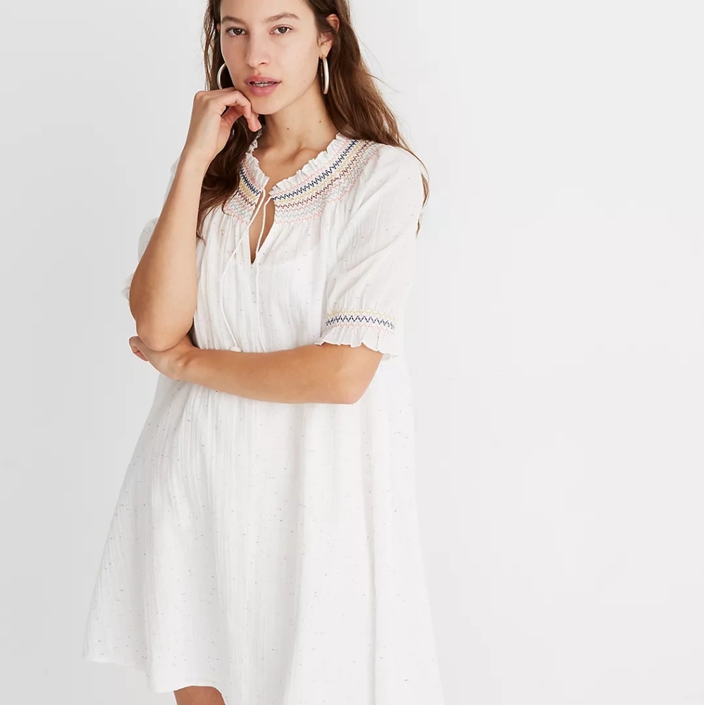 Madewell Rainbow Smocked Trapeze Dress L NEW L3449